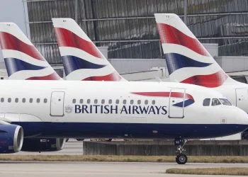 LONDON, ENGLAND - SEPTEMBER 09: British Airways plane taxies after landing at Heathrow's Terminal 5 on September 9, 2019 in London, England. British Airways pilots have begun a 48 hour 'walkout', grounding most of its flights over a dispute about the pay structure of it's pilots.   (Photo by Dan Kitwood/Getty Images)