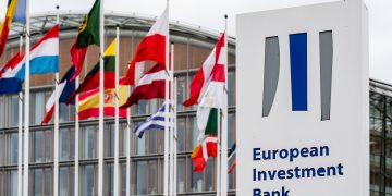 Flags of European Union (EU) member state fly outside the European Investment Bank in Luxembourg, on Monday, July 15, 2019. Brexit has made Luxembourg a favorite EU hub for insurers, funds and asset managers to relocate to from the U.K. Moves include those by insurance giant American International Group Inc., private-equity firm Blackstone, RSA Insurance Group Plc, U.S. insurer FM Global, Lloyd's of London insurer Hiscox Plc and asset manager M&G Investments. Photographer: Geert Vanden Wijngaert/Bloomberg via Getty Images