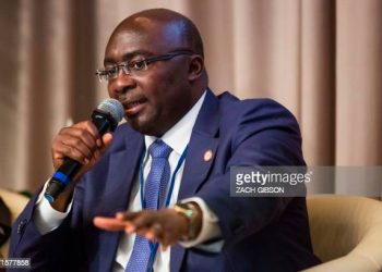 Vice President of Ghana Mahamudu Bawumia speaks during a panel discussion on the State of the Africa Region at the World Bank IMF Spring Meetings April 22, 2017 in Washington, DC.  / AFP PHOTO / ZACH GIBSON        (Photo credit should read ZACH GIBSON/AFP via Getty Images)