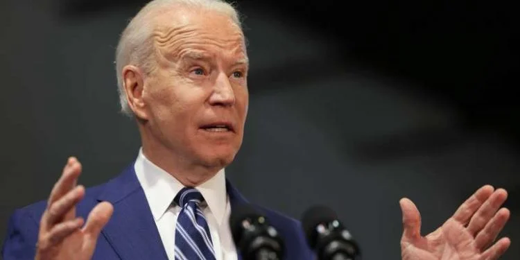 U.S. President Joe Biden speaks during a news conference with Virginia Governor Ralph Northam as they meet to discuss the state's progress against the coronavirus disease (COVID-19) pandemic at Sportrock Climbing Centers in Alexandria, Virginia, May 28, 2021. REUTERS/Evelyn Hockstein