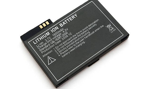 Lithium ion battery for electronic devices isolated on white