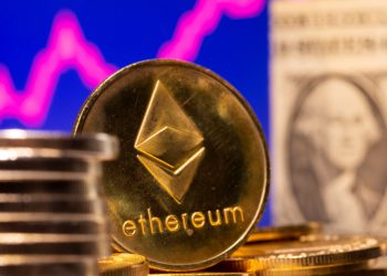 A representation of virtual currency Ethereum and U.S. One Dollar banknote are seen in front of a stock graph in this illustration taken February 19, 2021. REUTERS/Dado Ruvic/Illustration