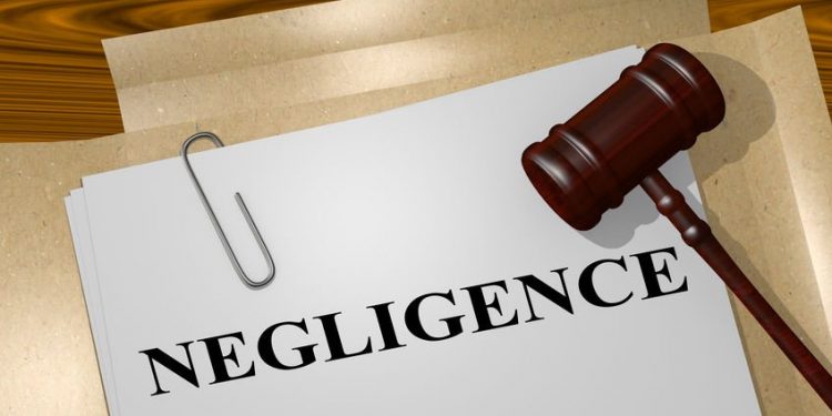 3D illustration of "NEGLIGENCE" title on Legal Documents. Legal concept.