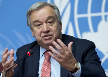 Antonio Guterres, UN High Commissioner for Refugees UNHCR at a Press Conference after 66th session of Excom. 9 October 2015. UN Photo / Jean-Marc Ferré