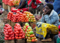A woman selling tomatoes in a market in Dedza, Malawi, along the border with Mozambique.