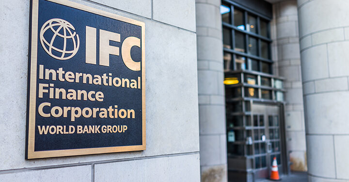 Washington DC, USA - March 4, 2017: IFC entrance with sign of International Finance Corporation World Bank Group