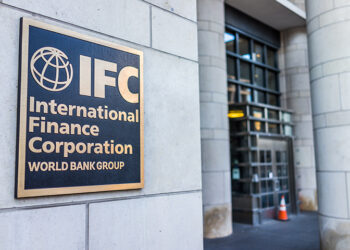 Washington DC, USA - March 4, 2017: IFC entrance with sign of International Finance Corporation World Bank Group