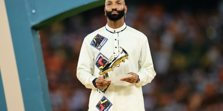 Golden boot winner Emilio Nsue of Equatorial Guinea during the 2023 Africa Cup of Nations final match between Nigeria and Cote dIvoire at Alassane Ouattara Stadium in Abidjan, Cote dIvoire on 11 February ©Achille Ndomo Tsanga/BackpagePix