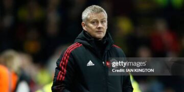 Manchester United's Norwegian manager Ole Gunnar Solskjaer reacts during the English Premier League football match between Watford and Manchester United at Vicarage Road Stadium in Watford, southeast England, on November 20, 2021. - RESTRICTED TO EDITORIAL USE. No use with unauthorized audio, video, data, fixture lists, club/league logos or 'live' services. Online in-match use limited to 120 images. An additional 40 images may be used in extra time. No video emulation. Social media in-match use limited to 120 images. An additional 40 images may be used in extra time. No use in betting publications, games or single club/league/player publications. (Photo by Ian KINGTON / AFP) / RESTRICTED TO EDITORIAL USE. No use with unauthorized audio, video, data, fixture lists, club/league logos or 'live' services. Online in-match use limited to 120 images. An additional 40 images may be used in extra time. No video emulation. Social media in-match use limited to 120 images. An additional 40 images may be used in extra time. No use in betting publications, games or single club/league/player publications. / RESTRICTED TO EDITORIAL USE. No use with unauthorized audio, video, data, fixture lists, club/league logos or 'live' services. Online in-match use limited to 120 images. An additional 40 images may be used in extra time. No video emulation. Social media in-match use limited to 120 images. An additional 40 images may be used in extra time. No use in betting publications, games or single club/league/player publications. (Photo by IAN KINGTON/AFP via Getty Images)
