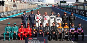 Drivers' end of season group photograph.
26.11.2023. Formula 1 World Championship, Rd 23, Abu Dhabi Grand Prix, Yas Marina Circuit, Abu Dhabi, Race Day.
- www.xpbimages.com, EMail: requests@xpbimages.com © Copyright: Coates / XPB Images