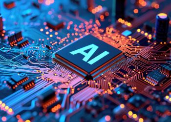 AI. Circuit board. Technology background, Central Computer Processors CPU concept..