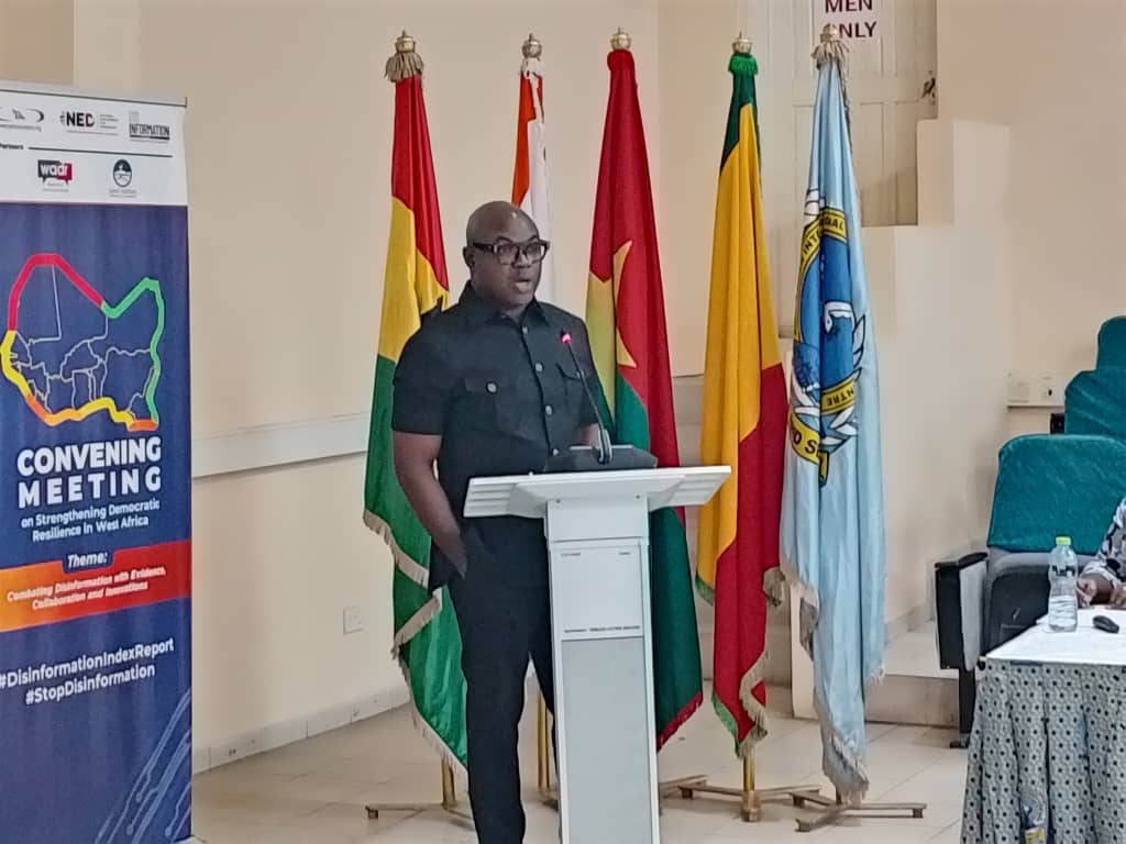 Executive Director of Penplusbytes, Jerry Sam, speaking during the launch of the report