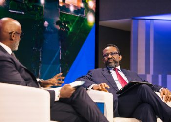 IMF African Department Director Abebe Aemro Selassie speaks with Bank of Ghana Governor Johnson Pandit Asiama as part of the Governor Talks series in “From Crisis to Confidence: Ghana’s Journey to Macroeconomic Stabilization” during the 2025 Annual Meetings of the World Bank Group and International Monetary Fund in Washington, DC, on October 16, 2025.  IMF Photo/Alyssa Schukar