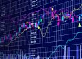 3d blue stock chart