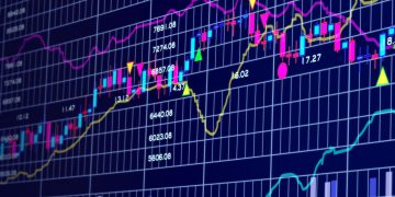 3d blue stock chart