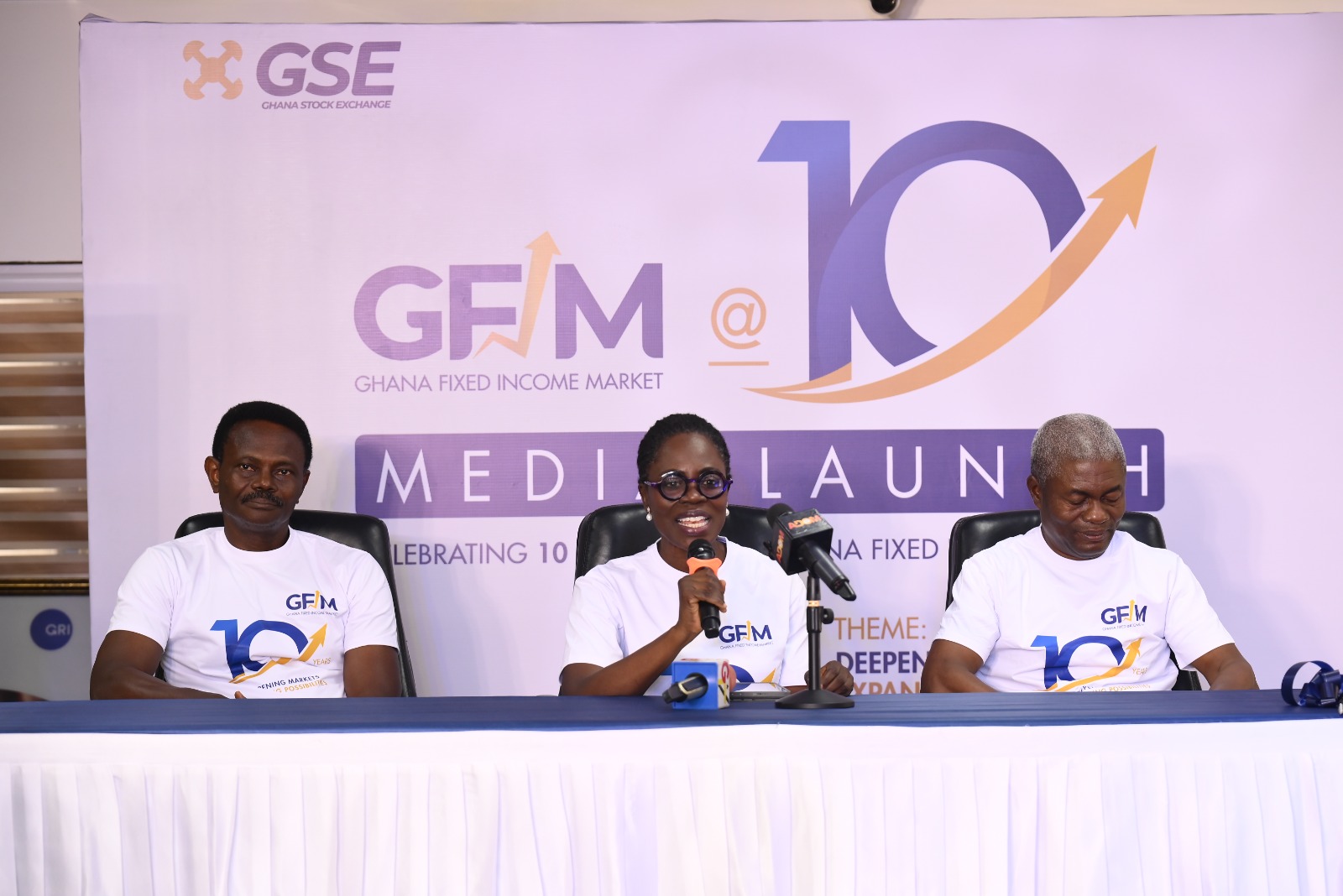From left to right, Deputy MD of GSE, Frank Berle, Madam Amoah, and Mr Simons addressing journalists at the launch