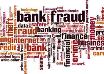 Bank fraud word cloud concept. Vector illustration