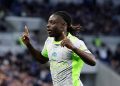 LIVERPOOL, ENGLAND - MAY 04: Jeremy Doku of Manchester City celebrates scoring his team's first goal during the Premier League match between Everton and Manchester City at Hill Dickinson Stadium on May 04, 2026 in Liverpool, England. (Photo by Stu Forster/Getty Images)