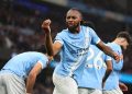 MANCHESTER, ENGLAND - MAY 13: Antoine Semenyo of Manchester City celebrates scoring their first goal during the Premier League match between Manchester City and Crystal Palace at Etihad Stadium on May 13, 2026 in Manchester, England. (Photo by Marc Atkins/Getty Images)