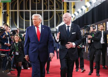 WASHINGTON, DC - DECEMBER 05: FIFA President Gianni Infantino and U.S. President Donald Trump on the red carpet prior the FIFA World Cup 2026 Official Draw at John F. Kennedy Center for the Performing Arts on December 05, 2025 in Washington, DC. (Photo by Tasos Katopodis - FIFA/FIFA via Getty Images)