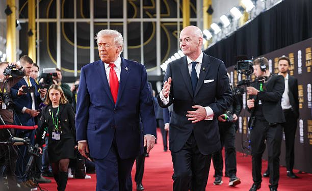 WASHINGTON, DC - DECEMBER 05: FIFA President Gianni Infantino and U.S. President Donald Trump on the red carpet prior the FIFA World Cup 2026 Official Draw at John F. Kennedy Center for the Performing Arts on December 05, 2025 in Washington, DC. (Photo by Tasos Katopodis - FIFA/FIFA via Getty Images)