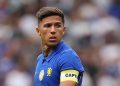 LONDON, ENGLAND - AUGUST 15: Enzo Fernandez of Chelsea reacts during the pre-season friendly match between Chelsea and Real Sociedad at Stamford Bridge on August 15, 2026 in London, England. (Photo by Ryan Pierse/Getty Images)
