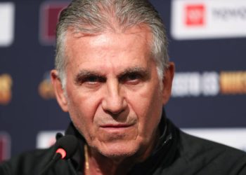 SANTA CLARA, CALIFORNIA - JULY 1: Head coach Carlos Queiroz of Qatar talks to the media during a press conference ahead of the match between Mexico and Qatar as part of the 2023 CONCACAF Gold Cup at Levi's Stadium on July 1, 2023 in Santa Clara, California. (Photo by Omar Vega/Getty Images)
