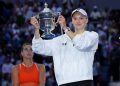 NEW YORK, NEW YORK - SEPTEMBER 12: Elena Rybakina of Kazakhstan celebrates with the trophy after defeating Aryna Sabalenka in their Women's Singles Final match on Day Fourteen of the 2026 US Open at USTA Billie Jean King National Tennis Center on September 12, 2026 in the Flushing neighborhood of the Queens borough of New York City.  (Photo by Sarah Stier/Getty Images)