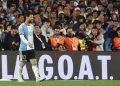 BUENOS AIRES, ARGENTINA - OCTOBER 06: Lionel Messi of Argentina reacts during the International Friendly match between Argentina and Benin at Estadio Monumental Antonio V. Liberti on October 06, 2026 in Buenos Aires, Argentina. Lionel Messi is making his final appearance for Argentina following his announcement of international retirement on 31 August. (Photo by Marcos Brindicci/Getty Images)
