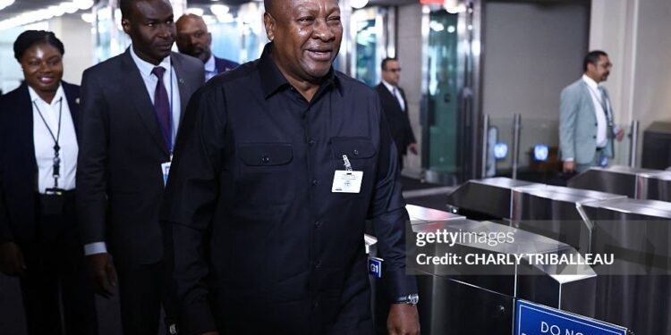 Ghana's President John Mahama arrives for the 81st United Nations General Assembly at the United Nations Headquarters in New York, on September 22, 2026. (Photo by CHARLY TRIBALLEAU / AFP via Getty Images)