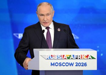 Russian President Vladimir Putin gives a speech during the Russia-Africa economic and humanitarian forum at the Gostiny Dvor conference centre in central Moscow, Russia, October 28, 2026. Igor Ivanko/Pool via REUTERS