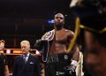 LONDON, ENGLAND - OCTOBER 17: Daniel Dubois looks on with the title belt after victory over Fabio Wardley in their WBO World Heavyweight title fight on the Daniel Dubois v Fabio Wardley 2: Run It Back fight card at The O2 Arena on October 17, 2026 in London, England.  (Photo by Richard Heathcote/Getty Images)