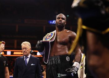 LONDON, ENGLAND - OCTOBER 17: Daniel Dubois looks on with the title belt after victory over Fabio Wardley in their WBO World Heavyweight title fight on the Daniel Dubois v Fabio Wardley 2: Run It Back fight card at The O2 Arena on October 17, 2026 in London, England.  (Photo by Richard Heathcote/Getty Images)